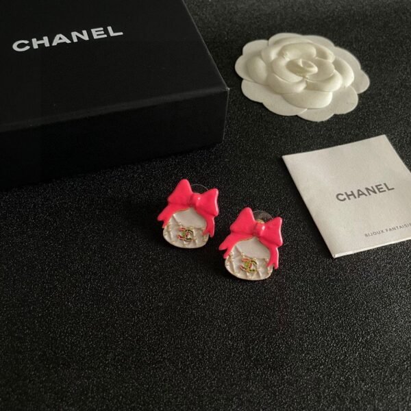 Chanel bow double C stud earrings