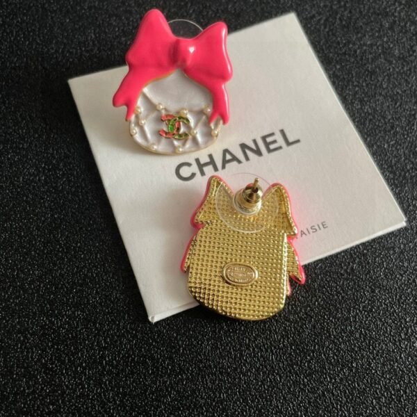 Chanel bow double C stud earrings