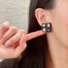 Chanel square star double C stud earrings