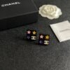 Chanel square star double C stud earrings