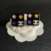 Chanel square star double C stud earrings