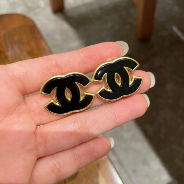 Chanel double C stud earrings