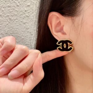 Chanel double C stud earrings