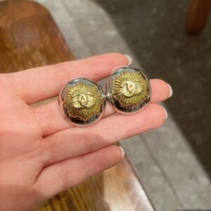 Chanel classic double C stud earrings