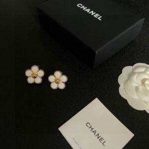 Chanel Camellia double C stud earrings