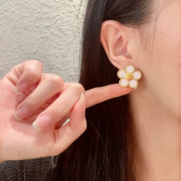 Chanel Camellia double C stud earrings