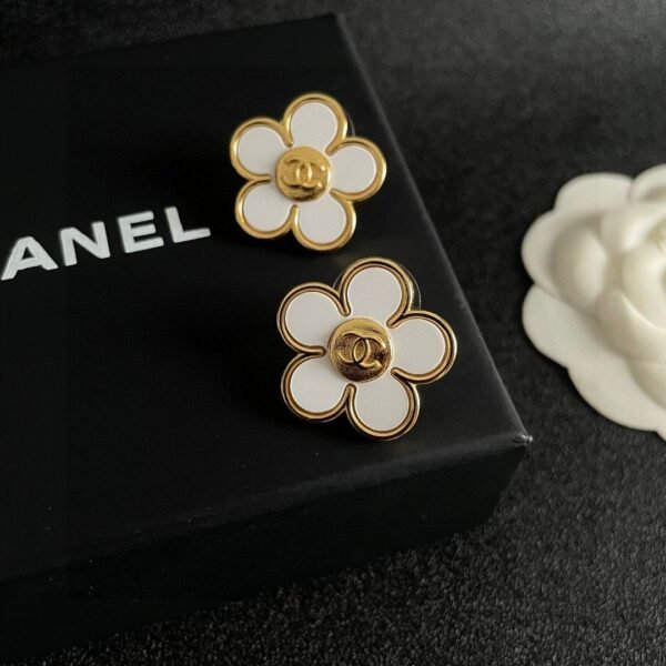 Chanel Camellia double C stud earrings