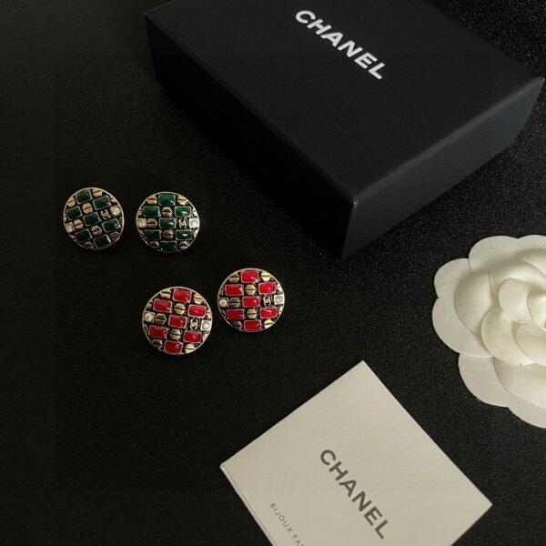 Chanel colorful double C stud earrings