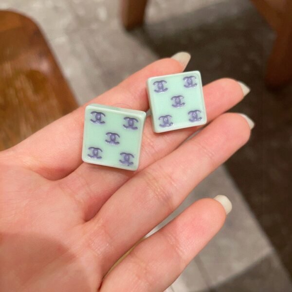 Chanel square double C stud earrings
