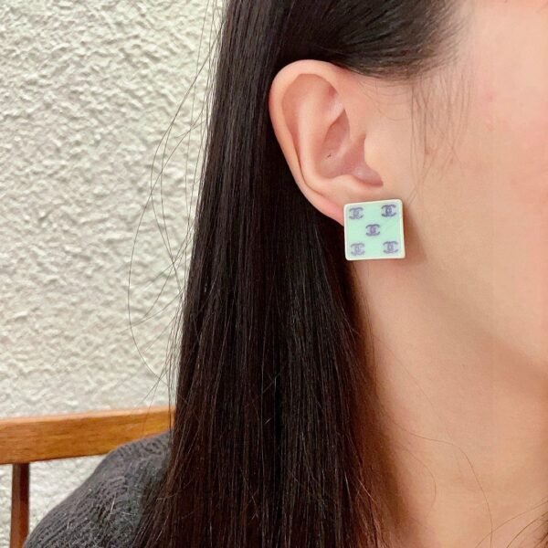 Chanel square double C stud earrings