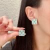 Chanel square double C stud earrings