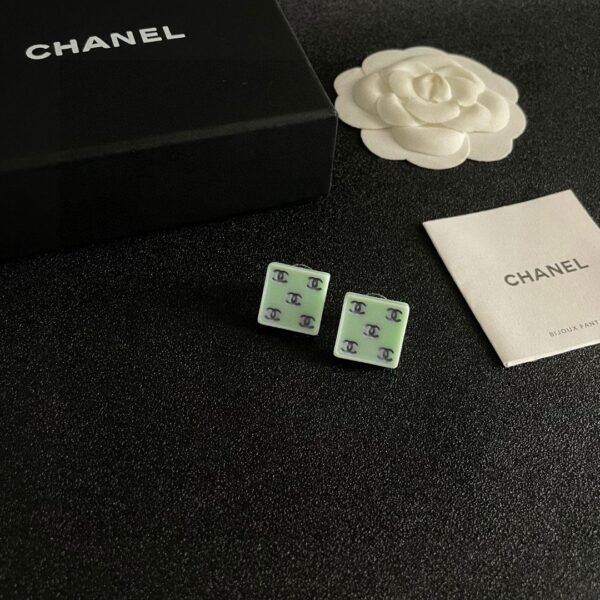 Chanel square double C stud earrings