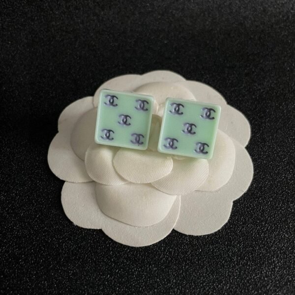 Chanel square double C stud earrings