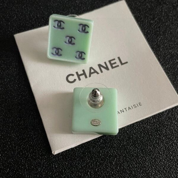 Chanel square double C stud earrings