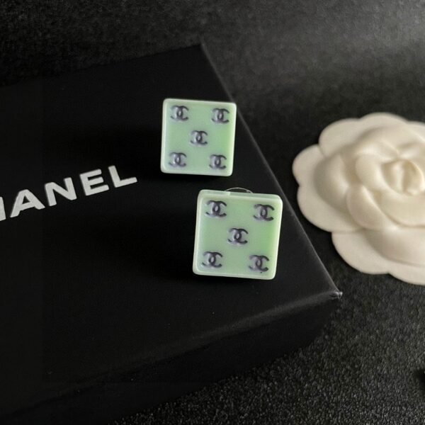 Chanel square double C stud earrings