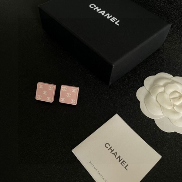 Chanel square double C stud earrings