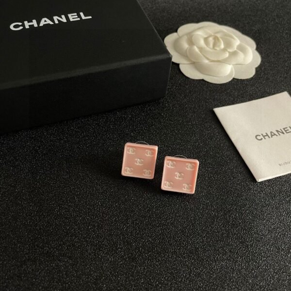 Chanel square double C stud earrings
