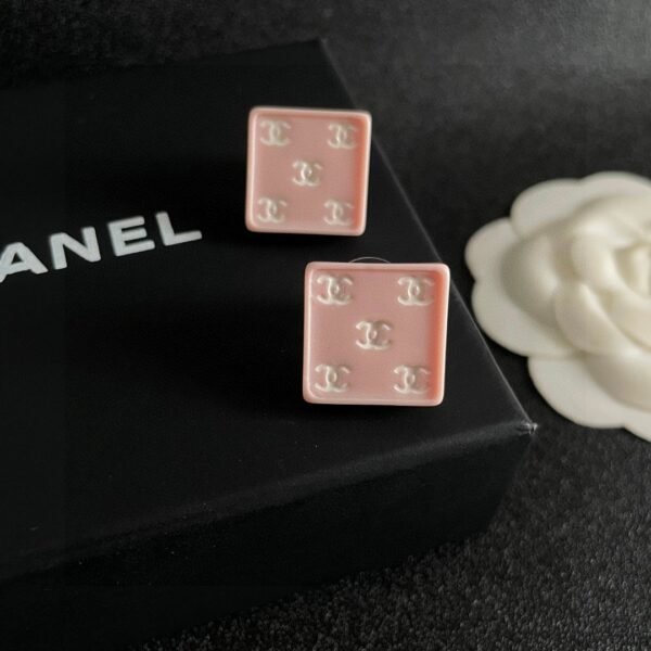 Chanel square double C stud earrings