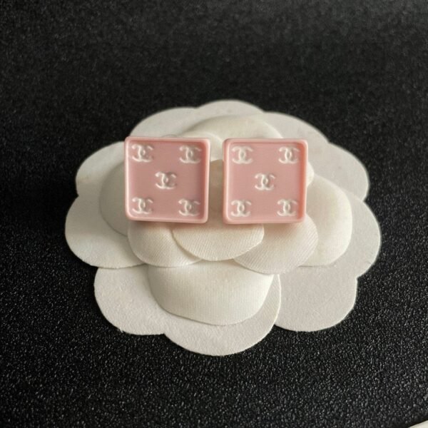 Chanel square double C stud earrings