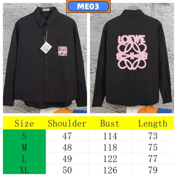 Loewe new phosphor embroidered long-sleeved shirt ME03