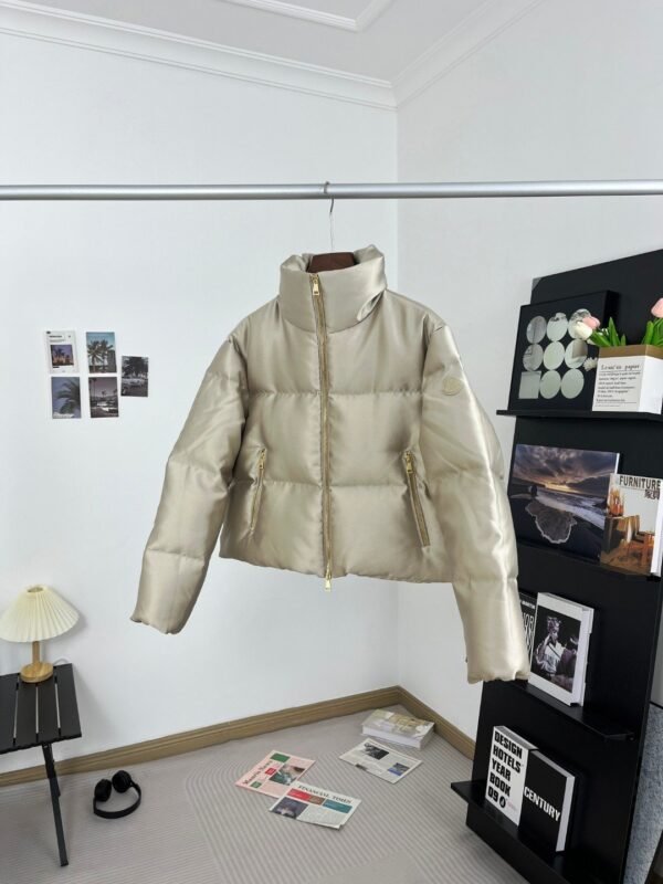 ???????????????????????????? New BONNELLES satin fabric women’s short down jacket Color: Champagne gold