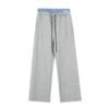 MIU MIU Autumn winter thick fake two waist design drawstring curved knife version plus fleece sweatpants