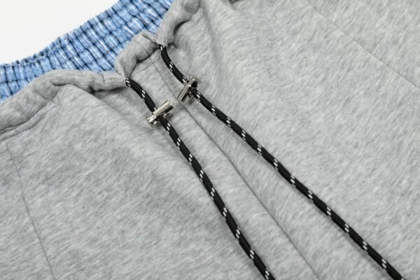 MIU MIU Autumn winter thick fake two waist design drawstring curved knife version plus fleece sweatpants