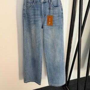 Loro Piana New logo embroidered back pocket leather label decoration fashionable versatile denim trousers