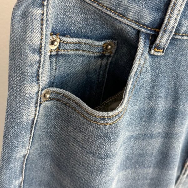 Loro Piana New logo embroidered back pocket leather label decoration fashionable versatile denim trousers