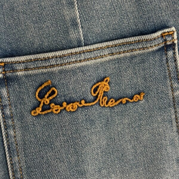 Loro Piana New logo embroidered back pocket leather label decoration fashionable versatile denim trousers