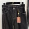 Loro Piana High-waisted straight-leg denim trousers with embroidered logo and leather patch on the back pocket