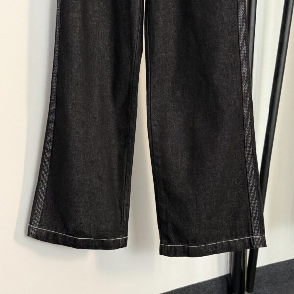 Loro Piana High-waisted straight-leg denim trousers with embroidered logo and leather patch on the back pocket