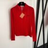 miumiu Lapel long-sleeved hollow wool sweater top