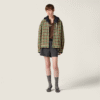 Miu Miu Fall/Winter New Classic Plaid Print Jacket Hooded Coat