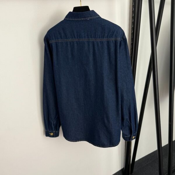Schiaparelli Single-pocket long-sleeved denim shirt with shaped gold buttons