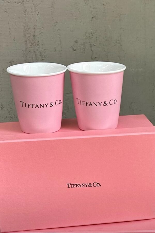 Tiffany cup, two pink cups, Dior cup set, six piece set