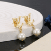 Louis Vuitton Flower Series White Shell Asymmetric Earrings Premium Edition