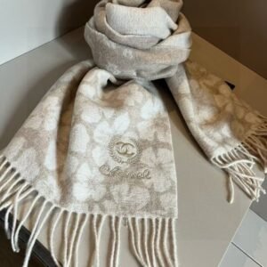 CHANEL women scarf floral embroidered logo