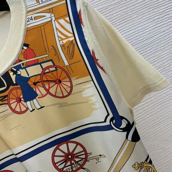 Hermès Silk Twill Short Sleeve T-Shirt Knit Top