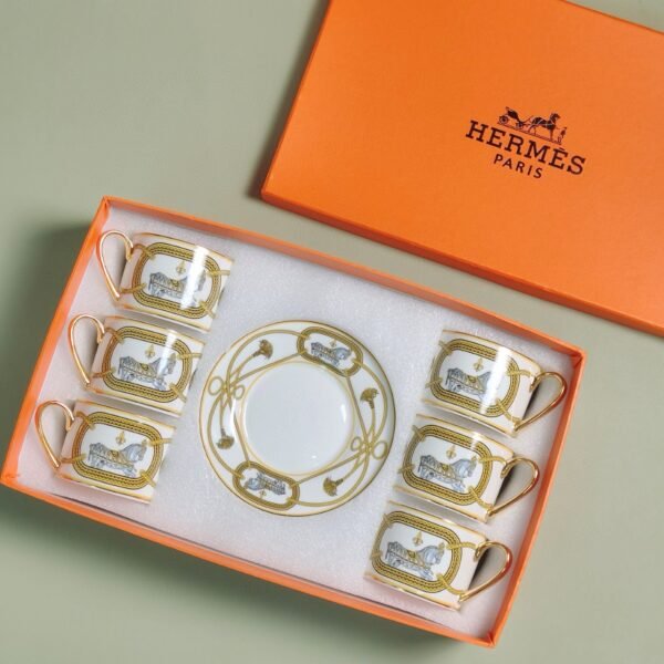 Hermès cup and saucer set 6 cups and 6 saucers
