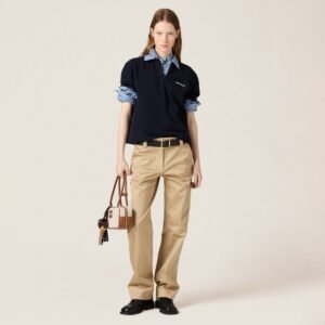 miumiu plaid patchwork polo shirt T-shirt
