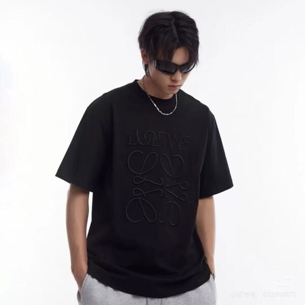 LOEWE new solid color letter dislocation embroidery high-quality cotton T-shirt