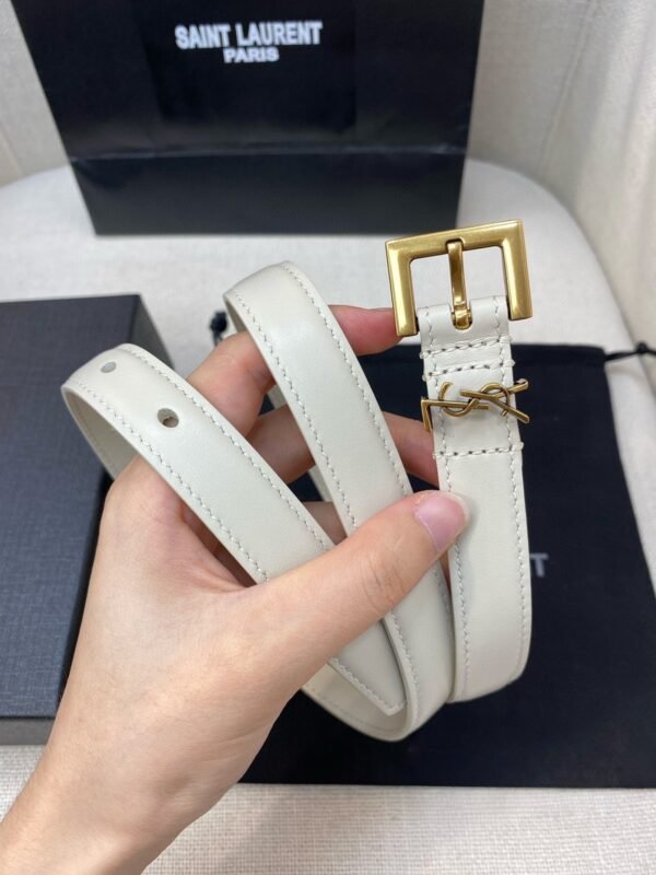 YSL white belt premium version with gold buckle