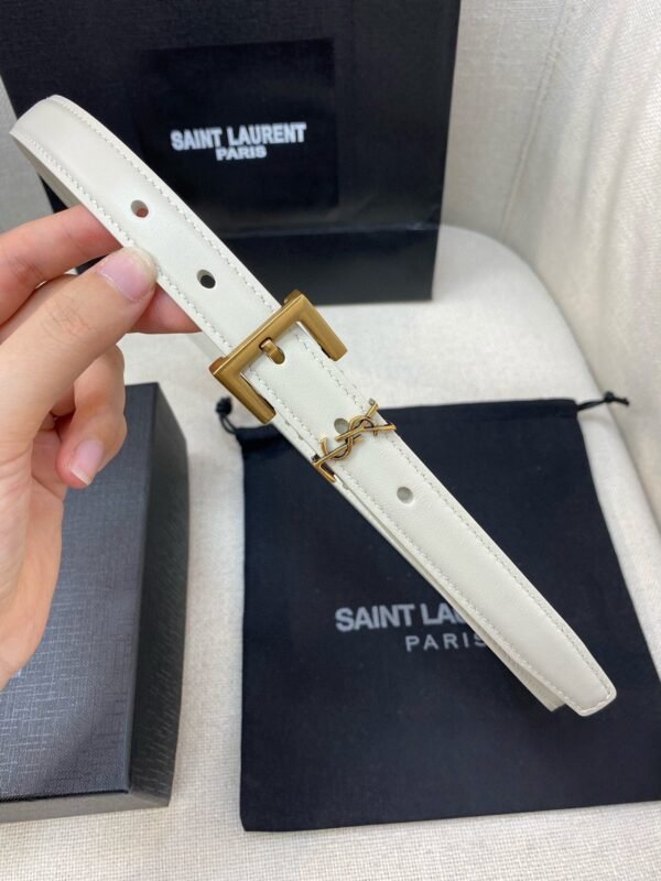 YSL white belt premium version with gold buckle