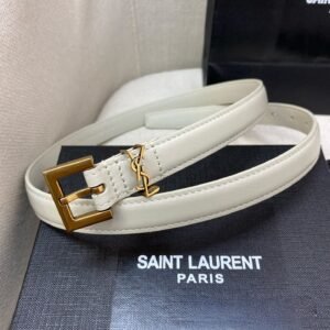 YSL white belt premium version with gold buckle
