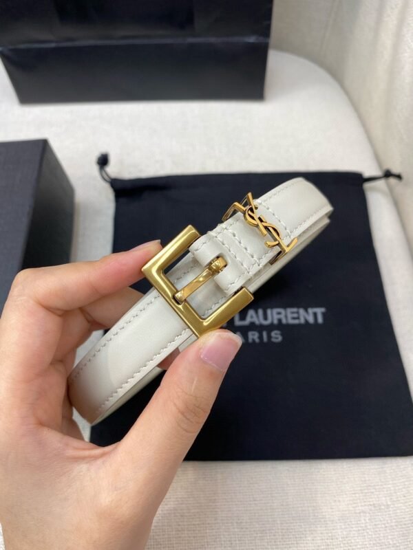 YSL white belt premium version with gold buckle