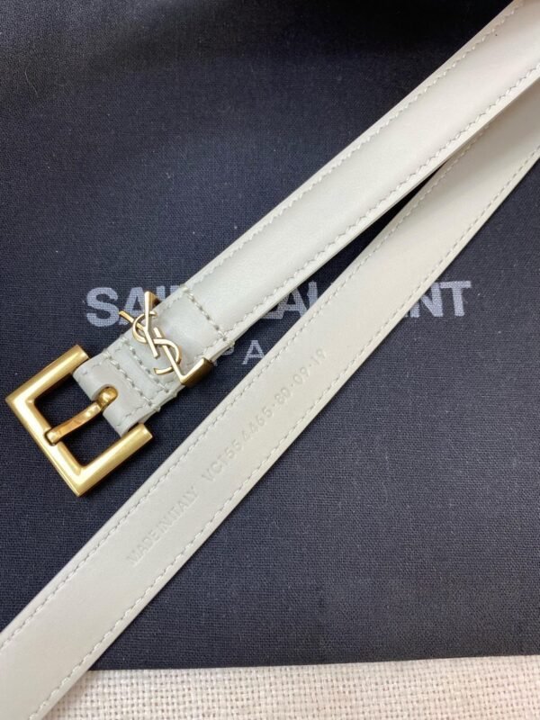 YSL white belt premium version with gold buckle