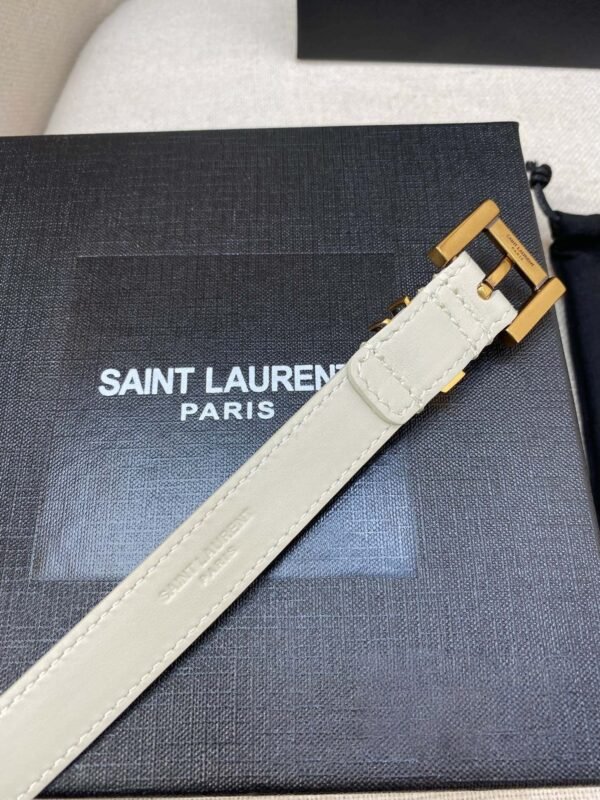 YSL white belt premium version with gold buckle