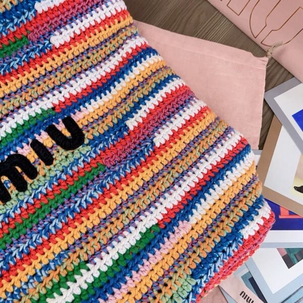 miumiu rainbow woven bag pure handmade advanced version 40x34x16cm