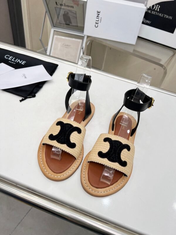 Celine new Arc de Triomphe logo raffia hat